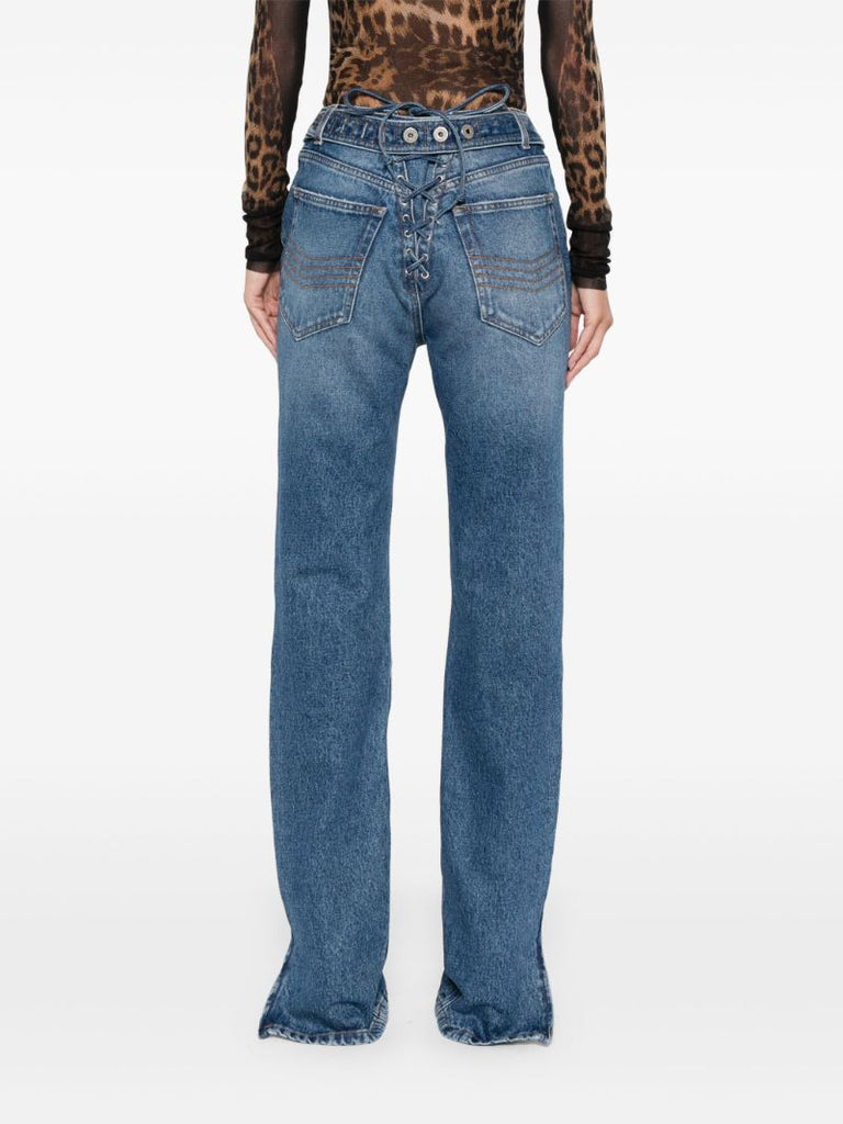 Lace-up Tapered Jeans