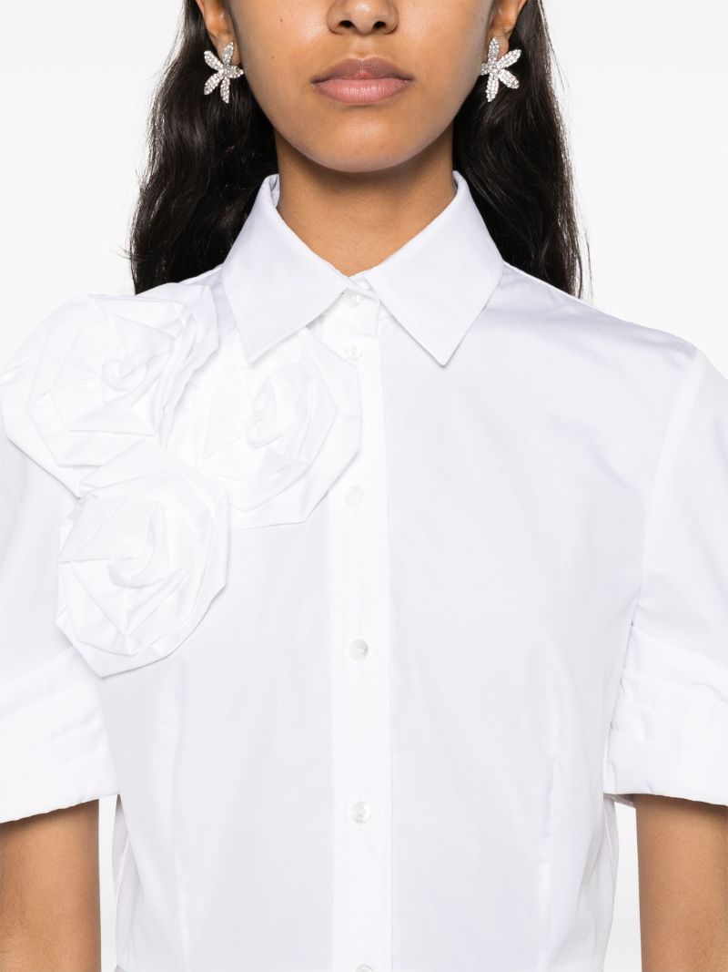 White Rose AppliquÃ_x0083_Â© Cotton Shirt Dress