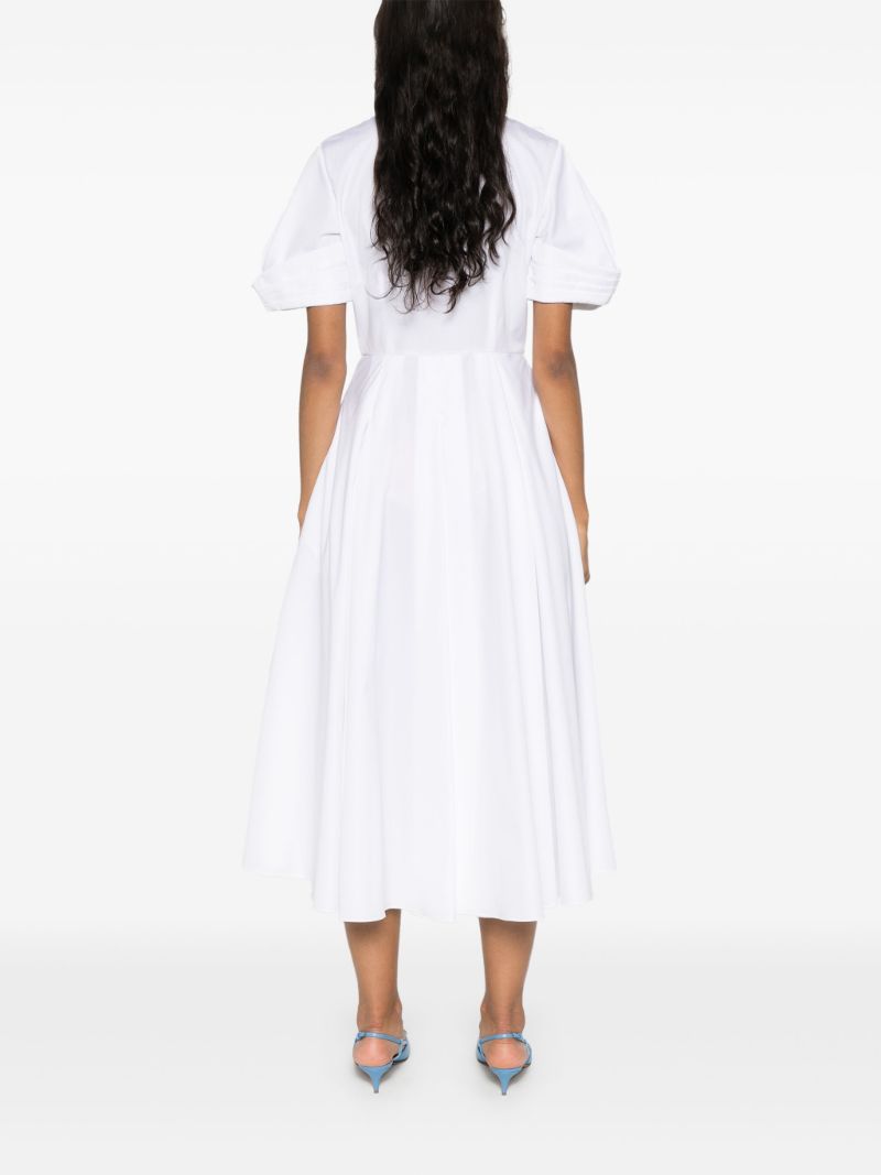 White Rose AppliquÃ_x0083_Â© Cotton Shirt Dress