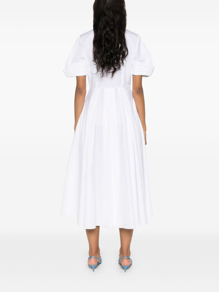 White Rose AppliquÃ_x0083_Â© Cotton Shirt Dress