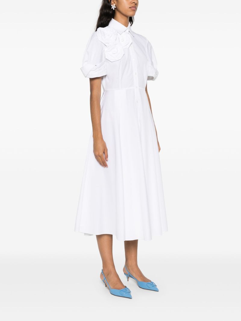 White Rose AppliquÃ_x0083_Â© Cotton Shirt Dress