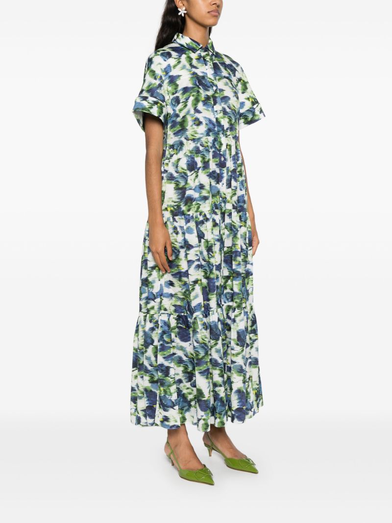White Floral Print Cotton Shirt Dress