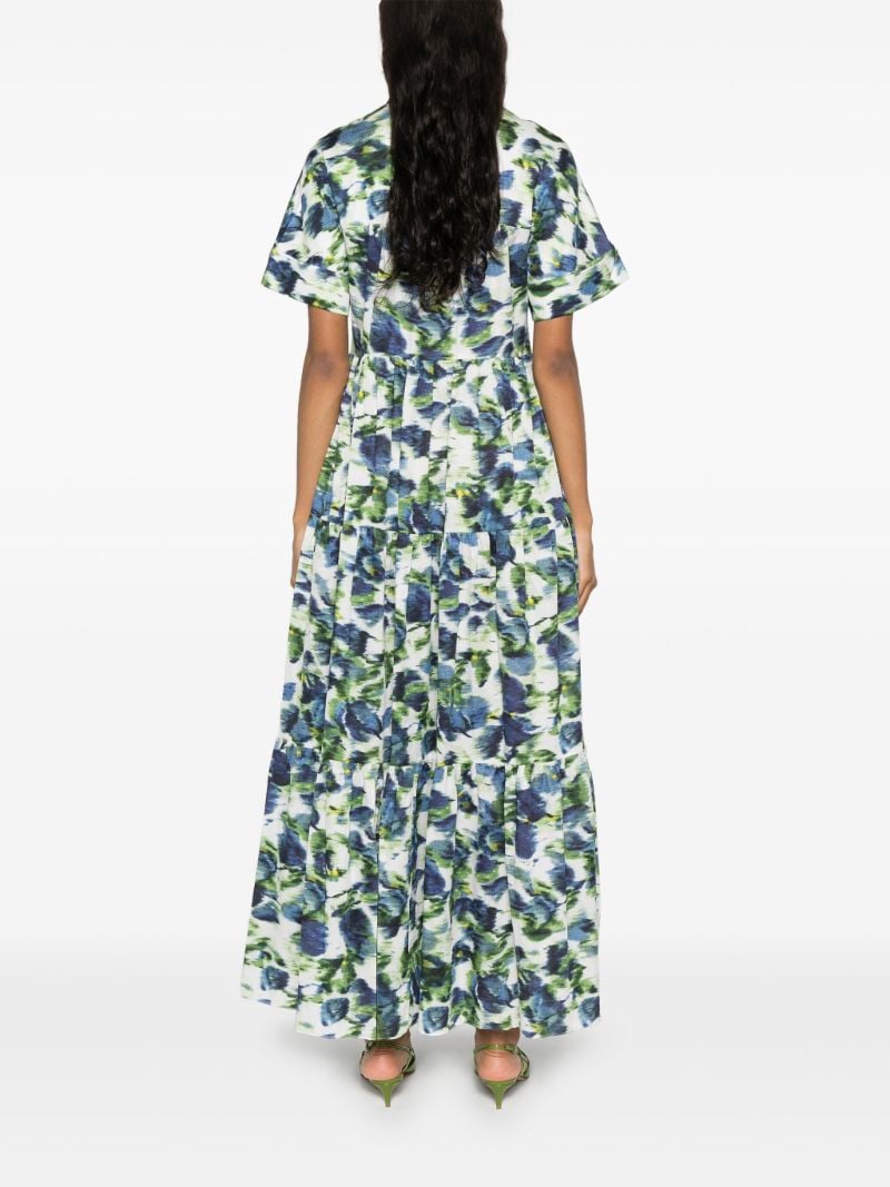 White Floral Print Cotton Shirt Dress