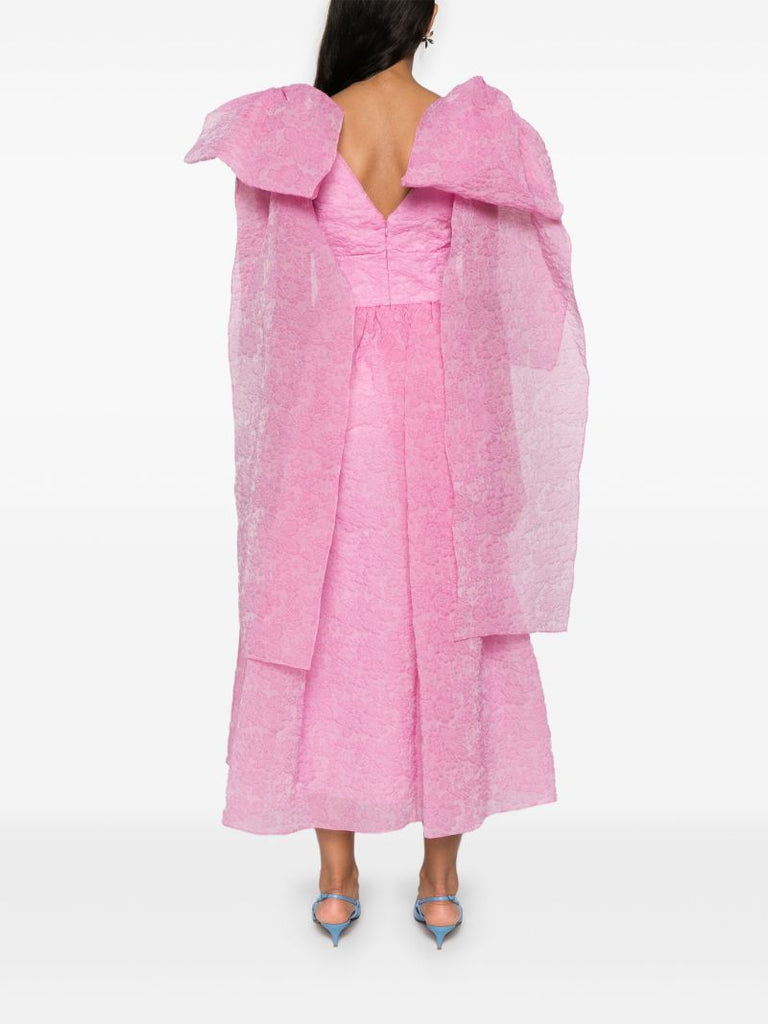 Pink CloquÃ_x0083_Â© Organza Midi Dress