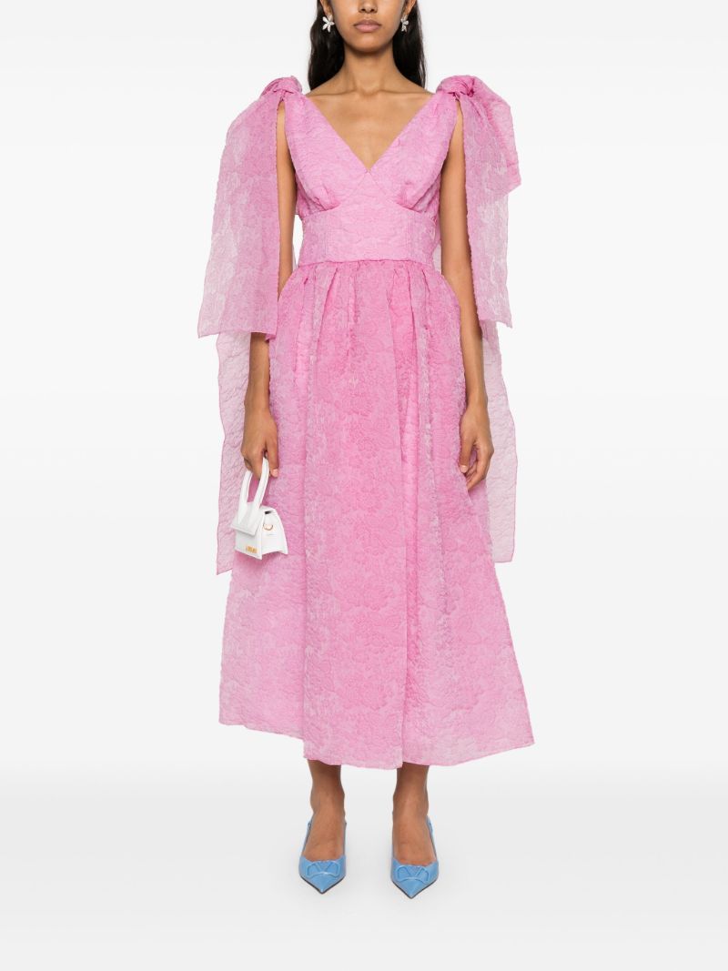 Pink CloquÃ_x0083_Â© Organza Midi Dress