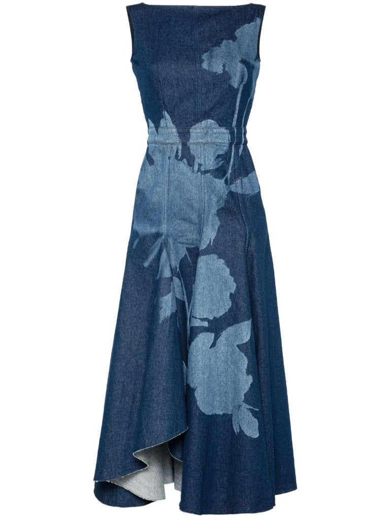 Floral-print Denim Dress