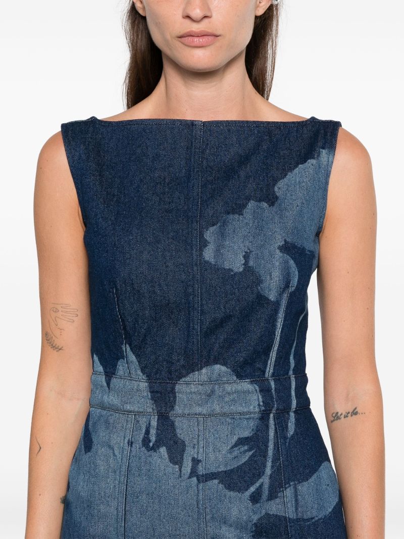 Floral-print Denim Dress