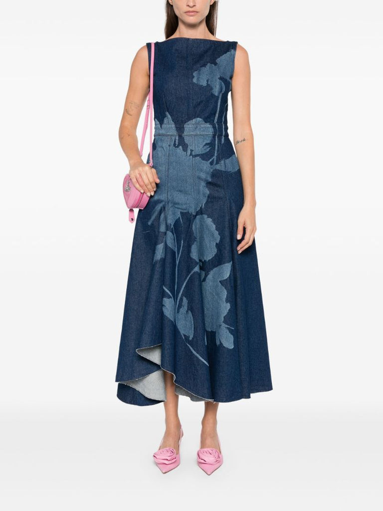 Floral-print Denim Dress