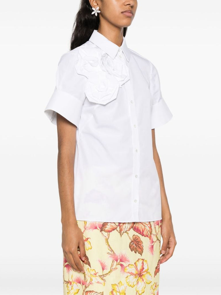 White Rose AppliquÃ_x0083_Â© Poplin Shirt