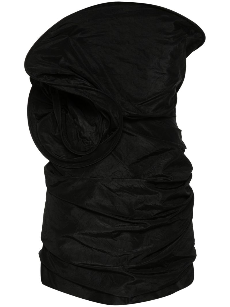 Black Draped Silk Mini Dress
