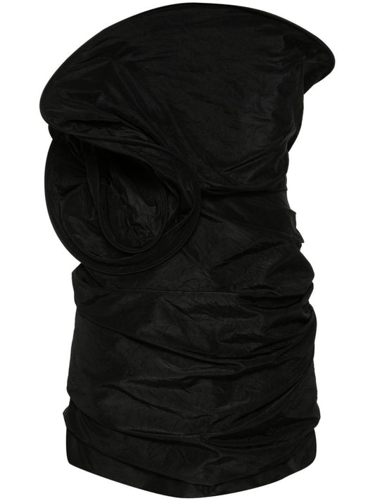 Black Draped Silk Mini Dress