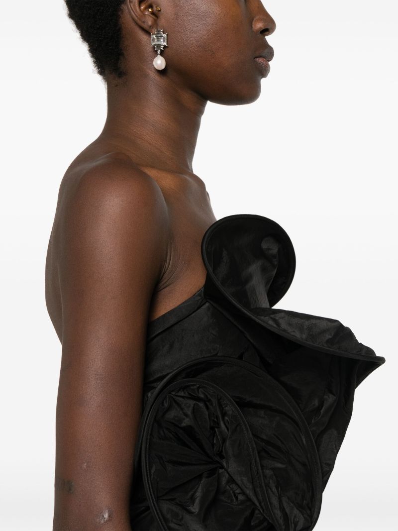 Black Draped Silk Mini Dress