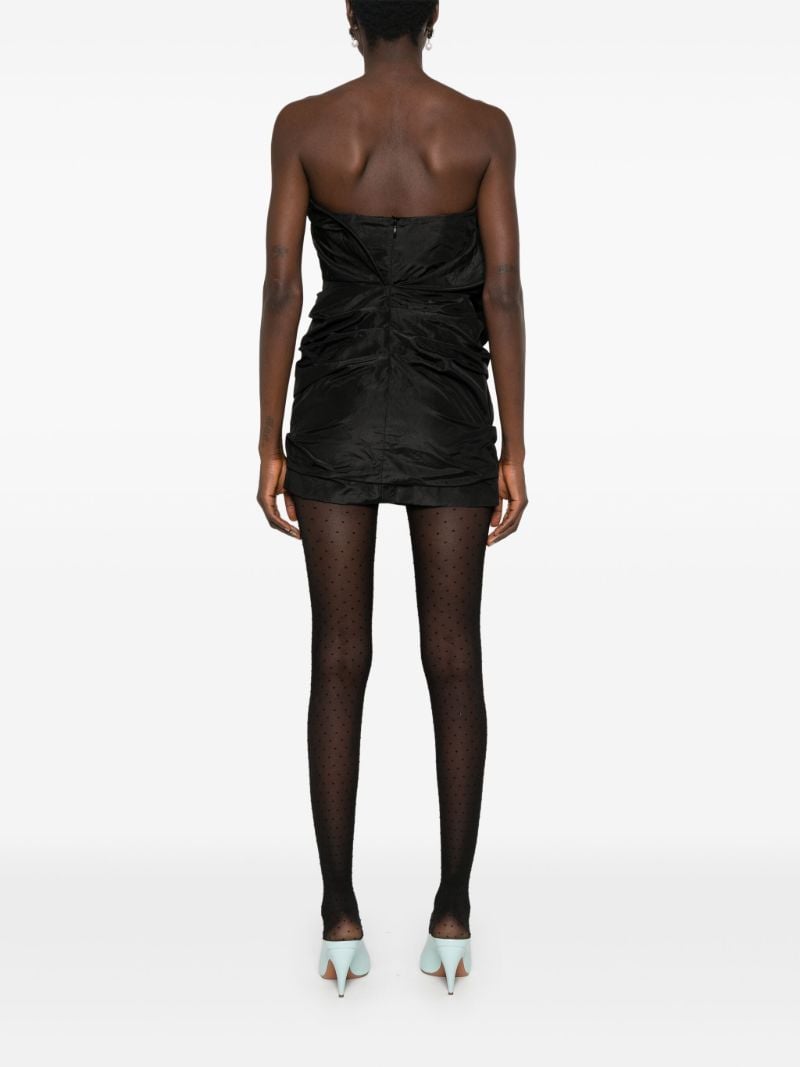 Black Draped Silk Mini Dress