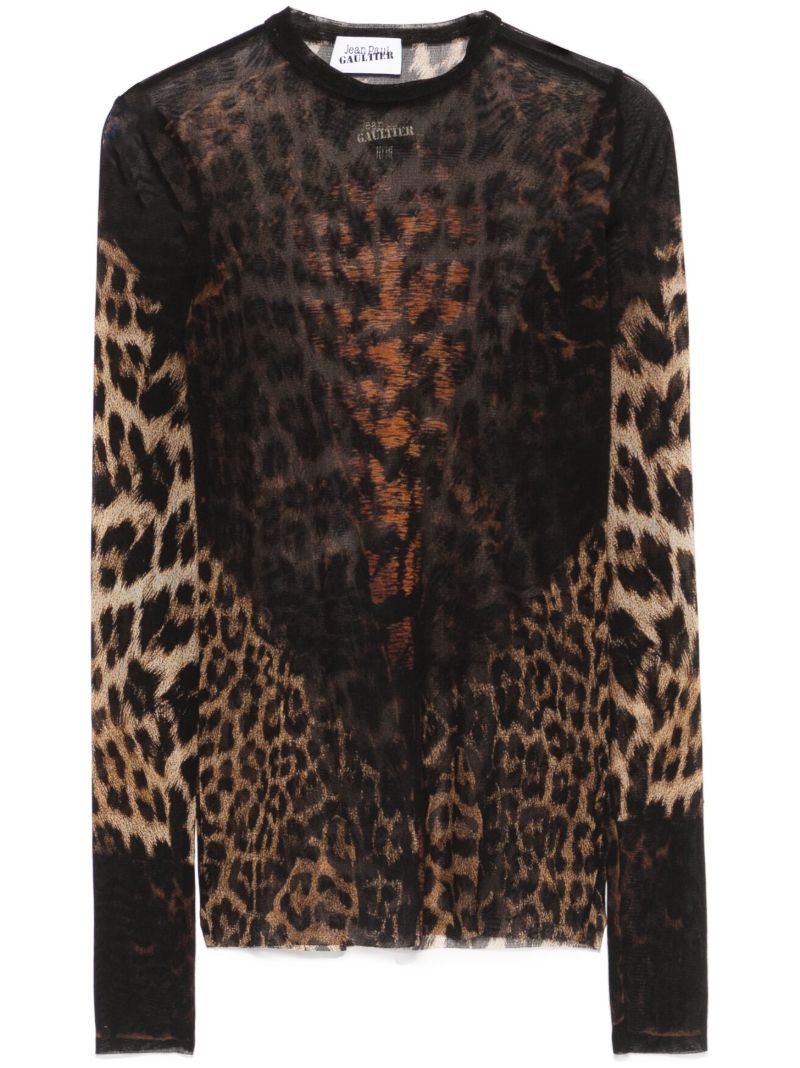 Leopard-print Mesh Top