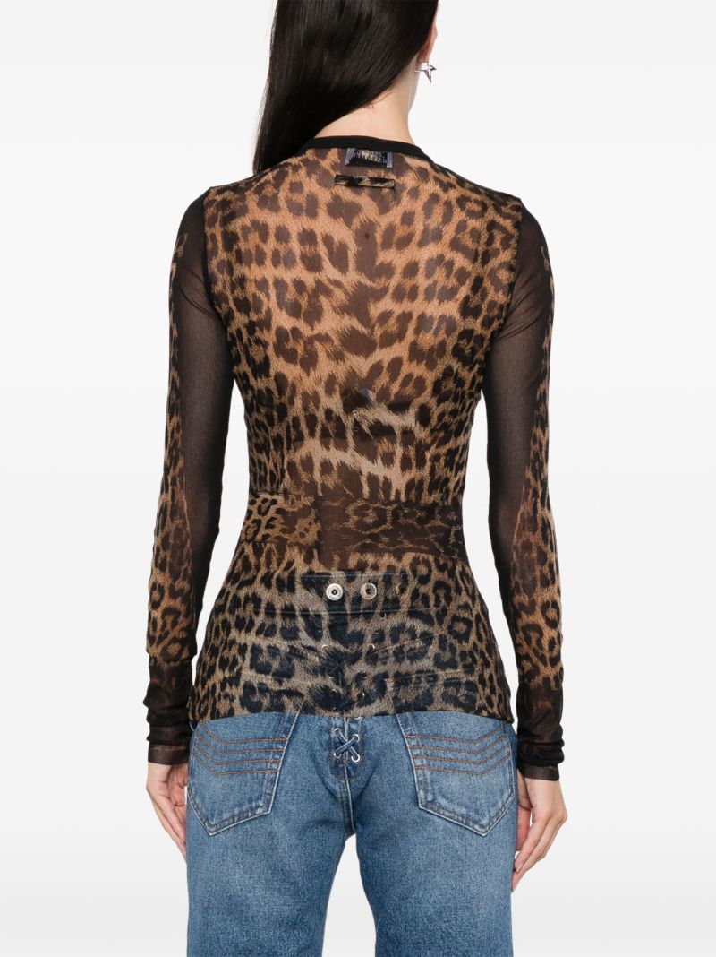 Leopard-print Mesh Top