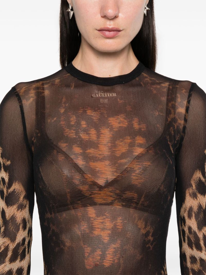 Leopard-print Mesh Top