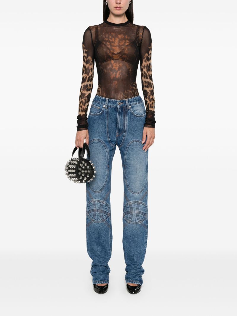 Leopard-print Mesh Top