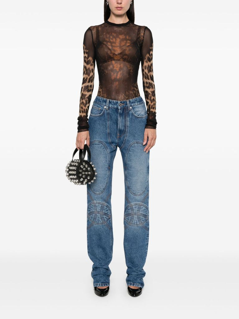 Leopard-print Mesh Top