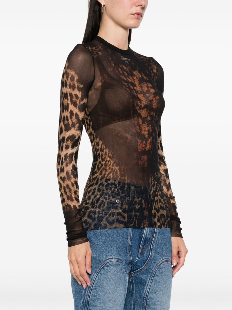 Leopard-print Mesh Top