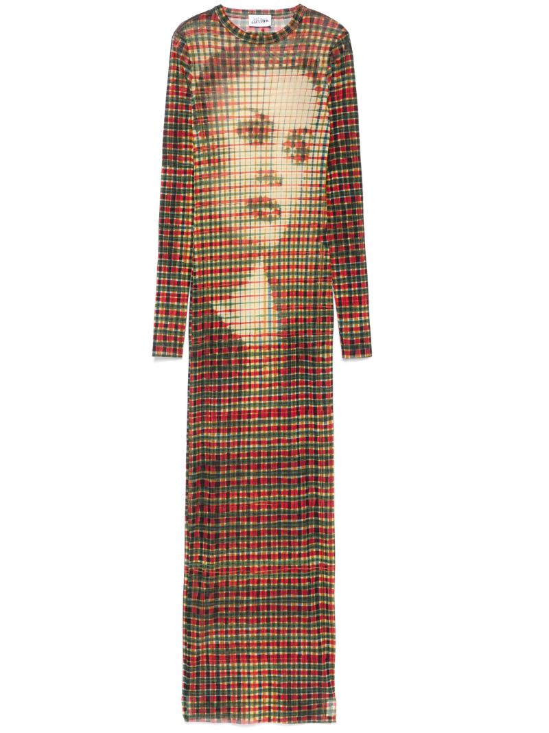 Tartan Face Mesh Dress