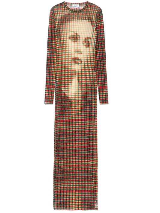 Tartan Face Mesh Dress