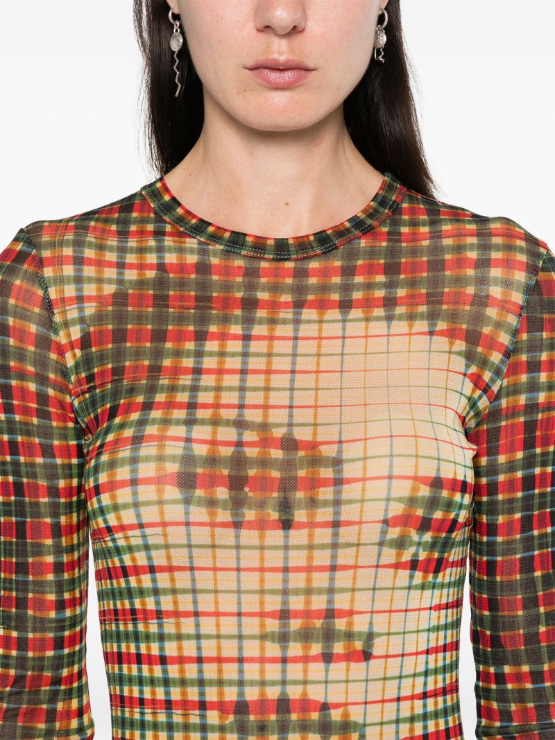 Tartan Face Mesh Dress