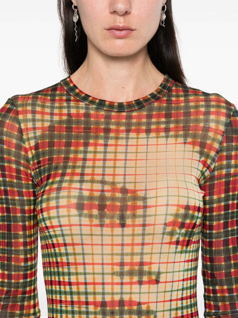 Tartan Face Mesh Dress
