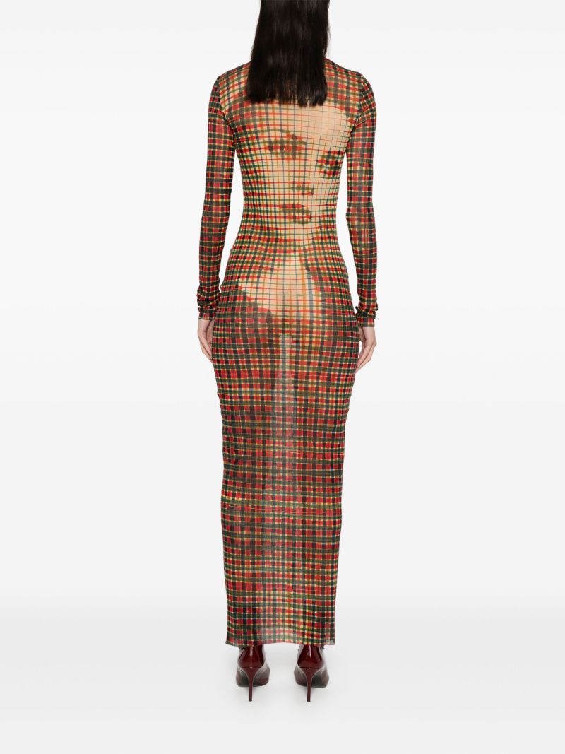 Tartan Face Mesh Dress