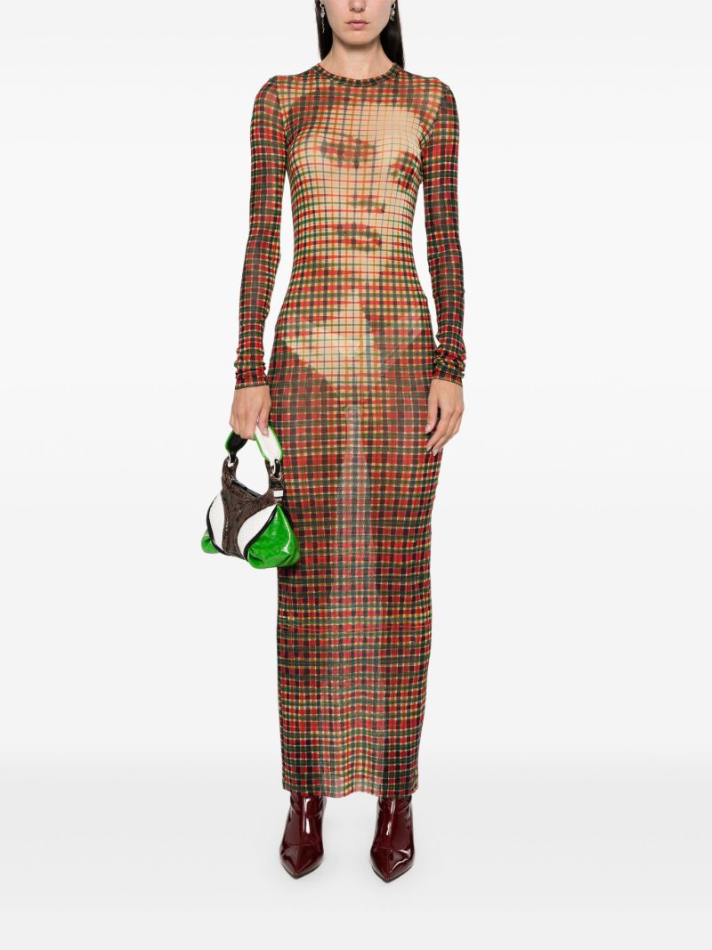 Tartan Face Mesh Dress