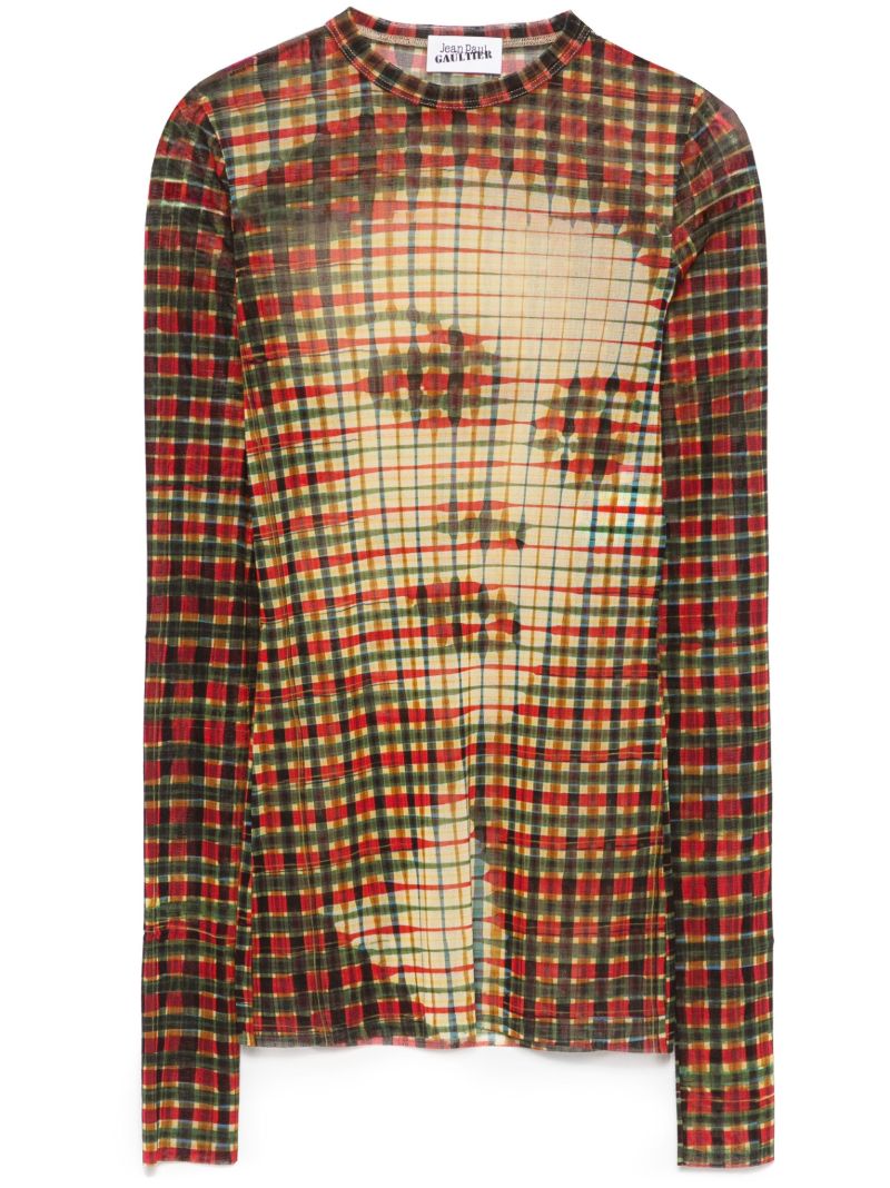 Tartan Face Mesh Top