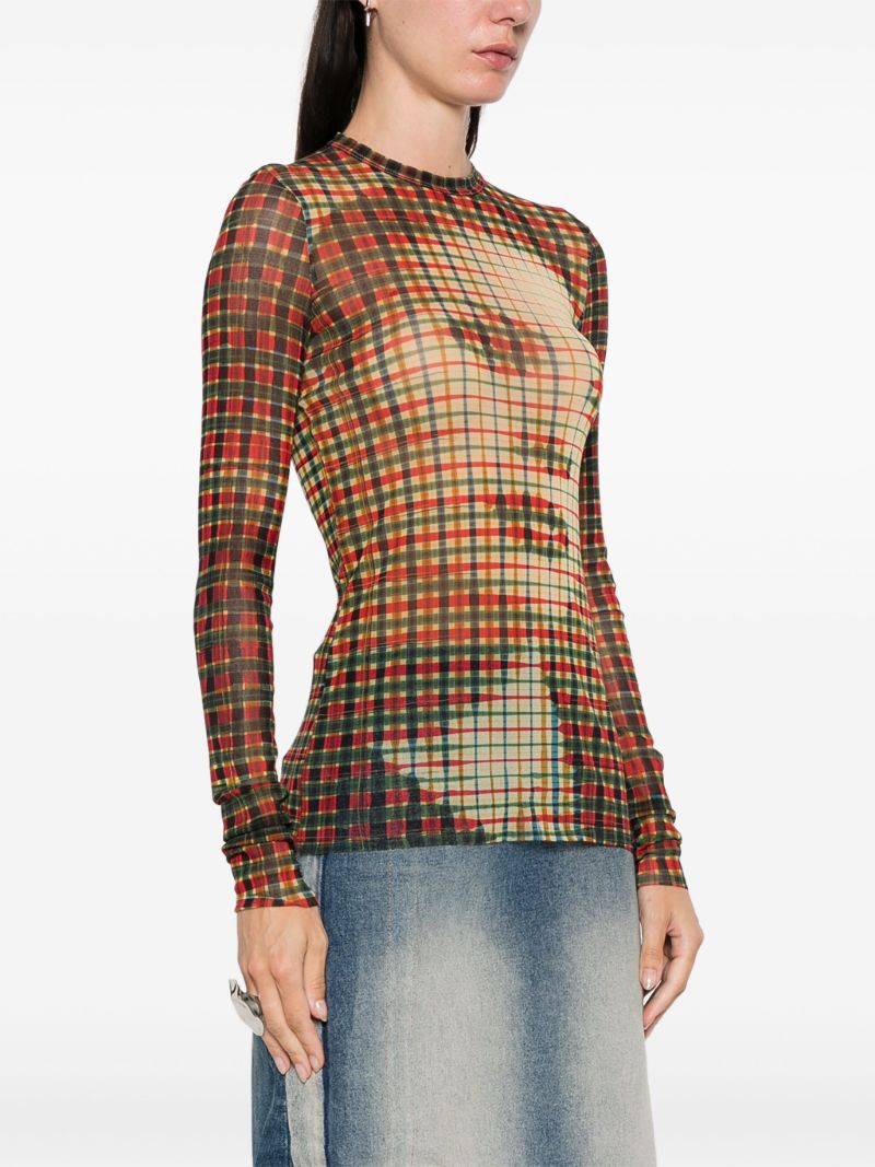 Tartan Face Mesh Top