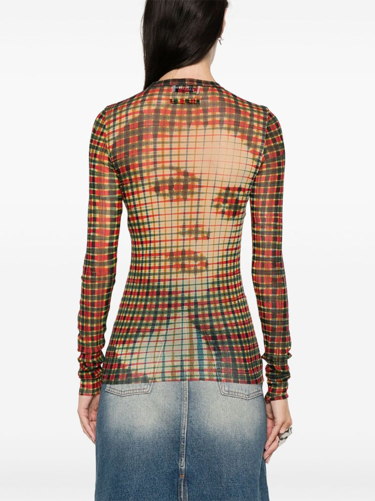 Tartan Face Mesh Top