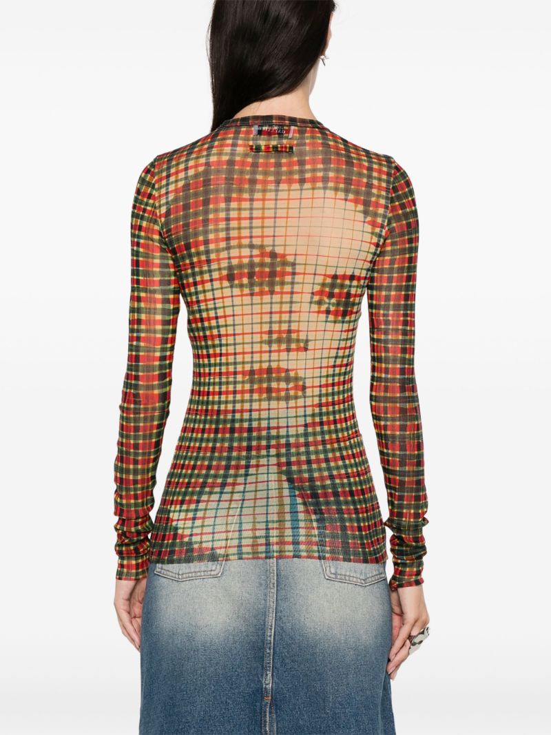 Tartan Face Mesh Top