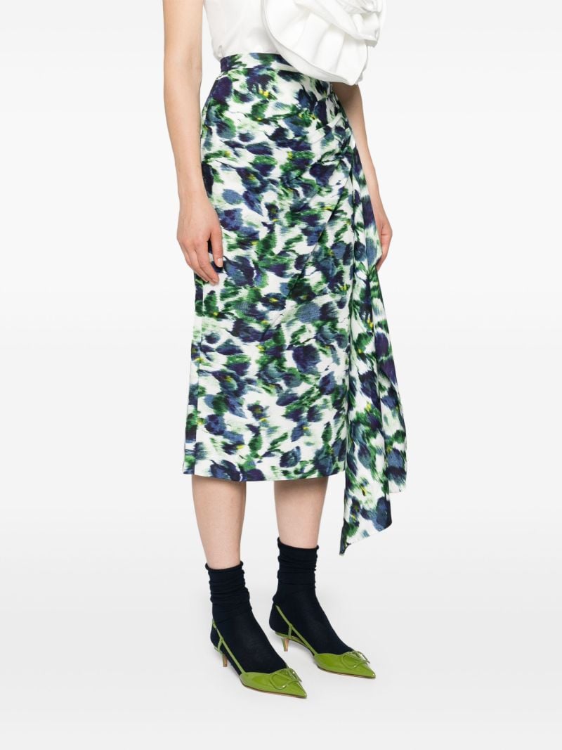White Floral-print Midi Skirt