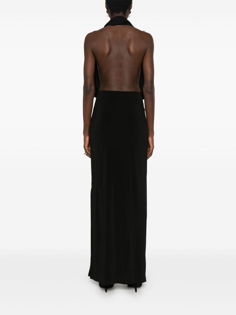 Black Plunge Draped Maxi Dress