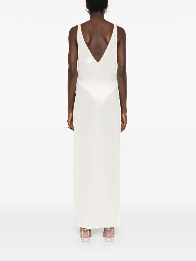 Neutral Floral-appliquÃ_x0083_Â© Plunge Dress