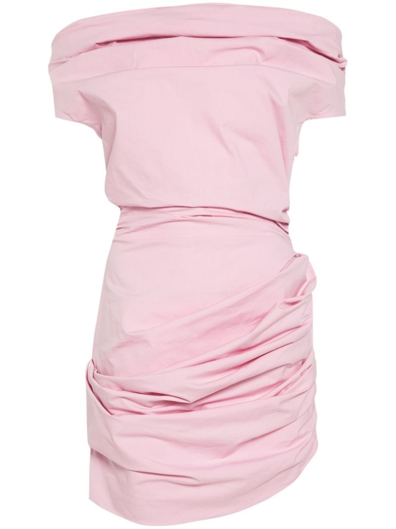 Pink Draped Cotton Mini Dress