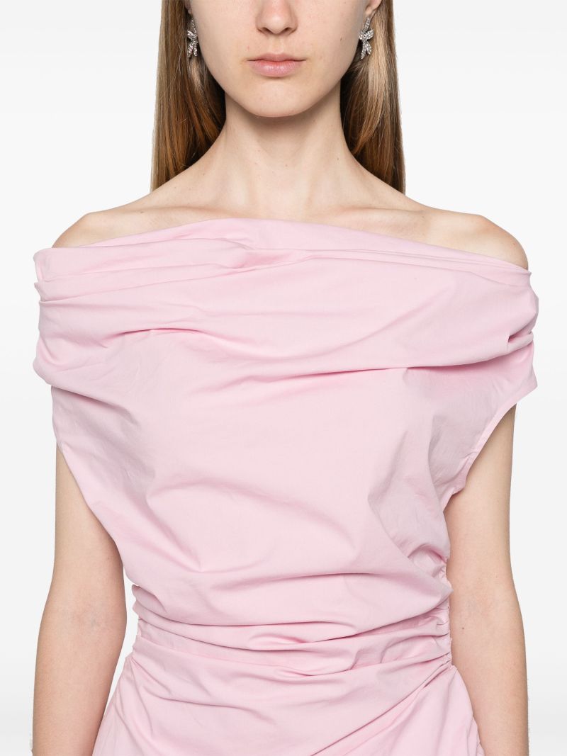 Pink Draped Cotton Mini Dress