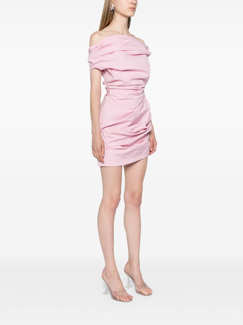 Pink Draped Cotton Mini Dress