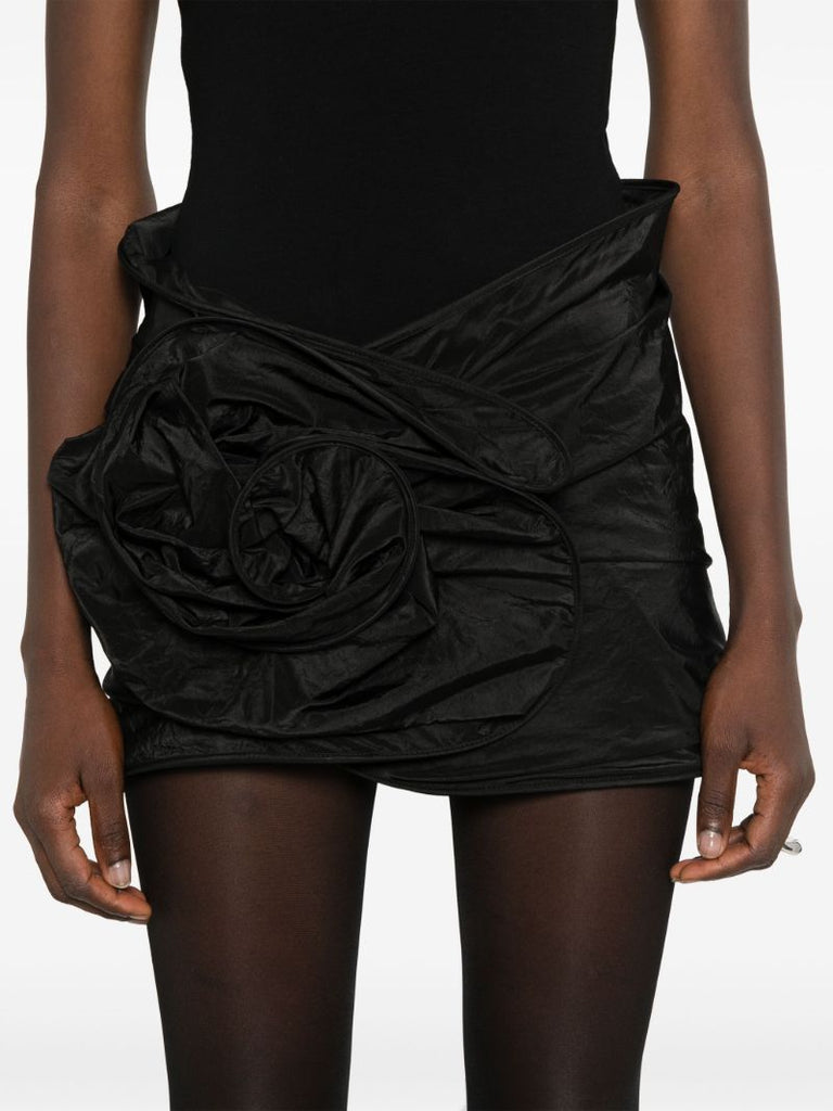 Black Crinkled Silk Skirt