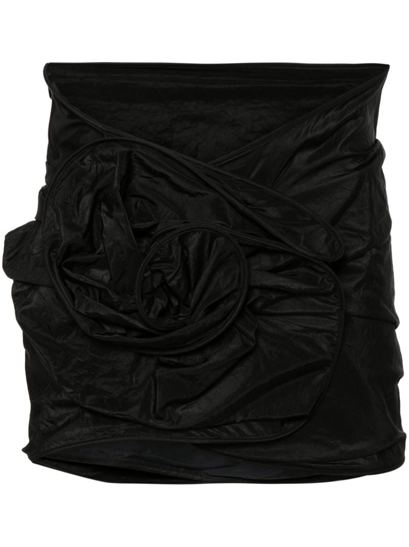 Black Crinkled Silk Skirt