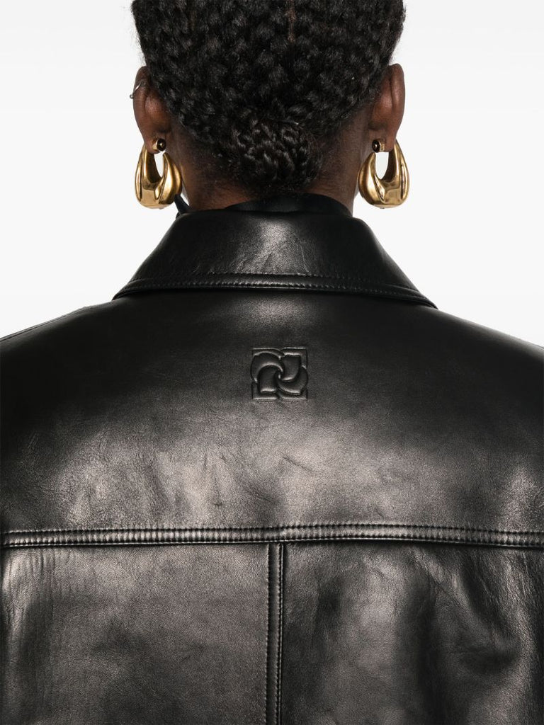 Logo-embossed Leather Jacket