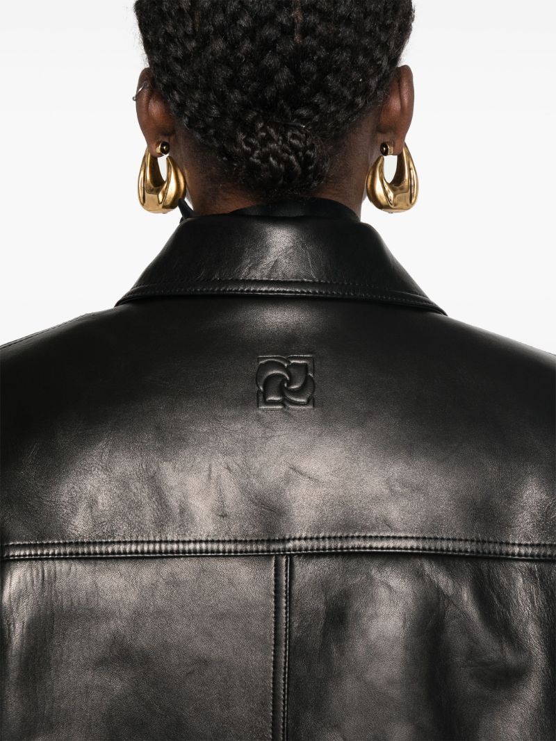 Logo-embossed Leather Jacket