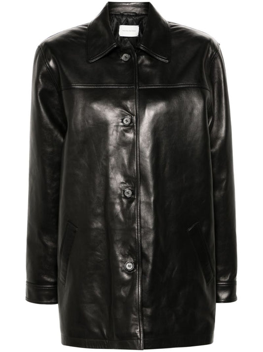 Logo-embossed Leather Jacket