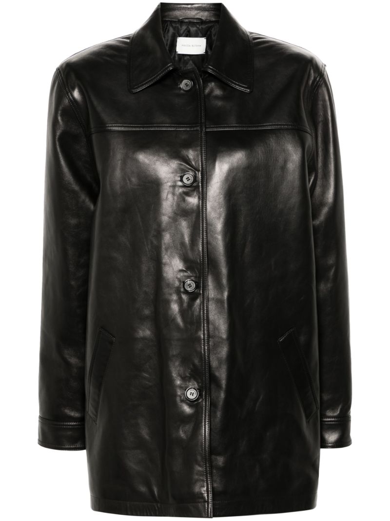 Logo-embossed Leather Jacket