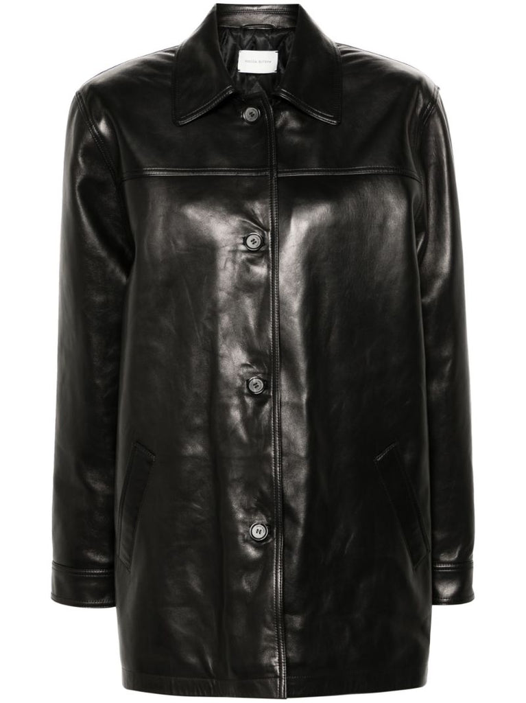 Logo-embossed Leather Jacket