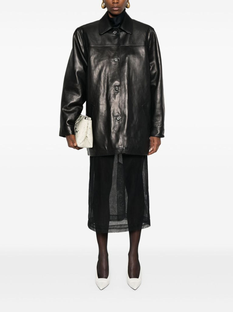 Logo-embossed Leather Jacket