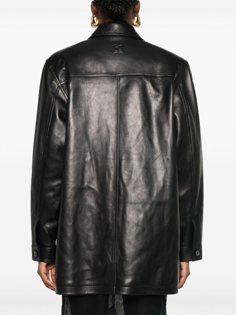 Logo-embossed Leather Jacket
