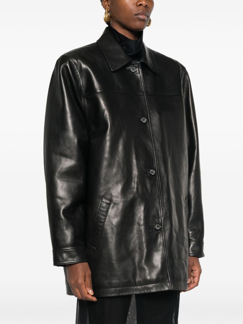 Logo-embossed Leather Jacket