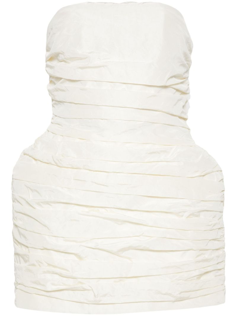 White Crinkled Strapless Mini Dress